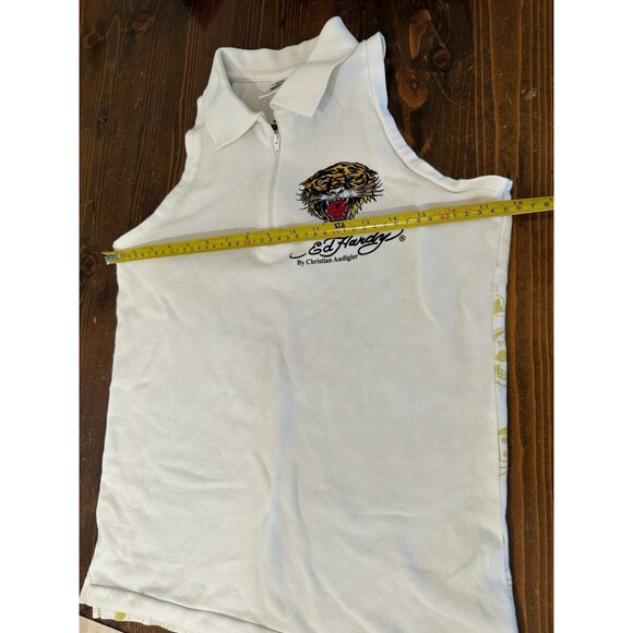 Ed Hardy Tiger Shirt White Christian Audigier Y2K Vintage Embroidered - Picture 10 of 10